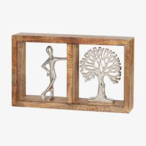 Décoration murale Arbre et silhouette en bois et aluminium 13 3/4 po x 7 1/2 po ASTELLA