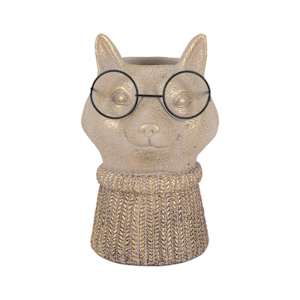 ASTELLA Bernard the Fox Decorative Cement Pot Brown