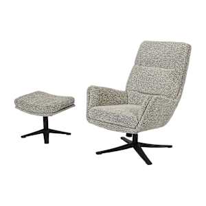 Fauteuil pivotant avec repose-pieds Jazz beige ASTELLA