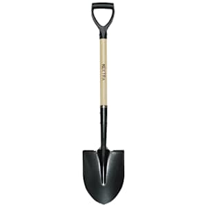 NEKTRA Round Steel Shovel with Wooden Handle 41 in.