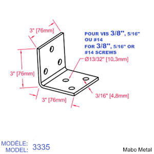 Beam Steel Angle Brace (n° 3335) 3 in. x 3 in. x 3 in. x 3/16 in.