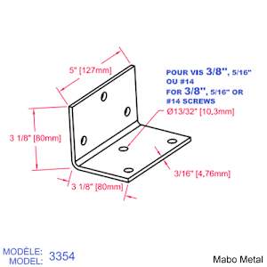Beam Steel Angle Brace (n° 3354) 5 in. x 3-1/8 in. x 3-1/8 in. x 3/16 in.