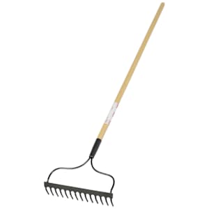 NEKTRA 14-Tine Steel Bow Rake with Wooden Handle