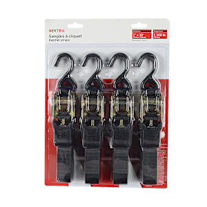 NEKTRA Ratchet Straps 1 in. x 10 ft. Pkg/4