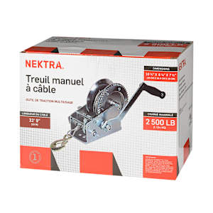 NEKTRA Cable Hand Winch 2500 lb