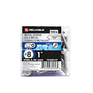 Vis à métal inox 1 po n° 8 T.P. Pqt/100 ATTACHES RELIABLE