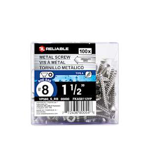 Stainless Steel Flat Head Metal Screws 1 1/2 in. n° 8 Pkg/100