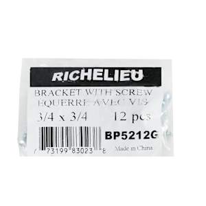 Square Corner Metal Brackets - 3/4 in. Zinc Pkg/12