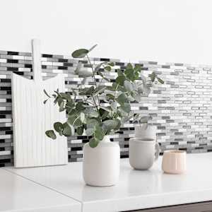 SMART TILES Murano Metallik Peel&Stick Tiles 9 1/8 in. x 10 1/4 in. Pkg/4