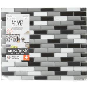 SMART TILES Murano Metallik Peel&Stick Tiles 9 1/8 in. x 10 1/4 in. Pkg/4