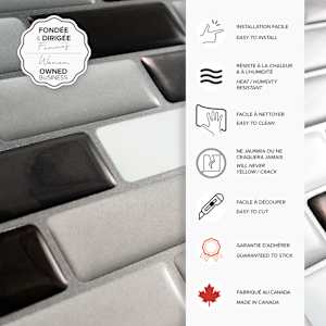 SMART TILES Murano Metallik Peel&Stick Tiles 9 1/8 in. x 10 1/4 in. Pkg/4