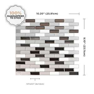SMART TILES Murano Metallik Peel&Stick Tiles 9 1/8 in. x 10 1/4 in. Pkg/4