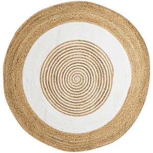 Tapis d'intérieur rond Delhi naturel et blanc 4 pi VERTUO