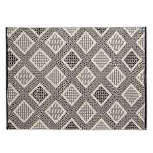 VERTUO Manille Cotton Interior Rug 3 ft. x 4 ft. Grey Black and Natural