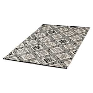 VERTUO Manille Cotton Interior Rug 3 ft. x 4 ft. Grey Black and Natural