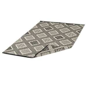VERTUO Manille Cotton Interior Rug 3 ft. x 4 ft. Grey Black and Natural