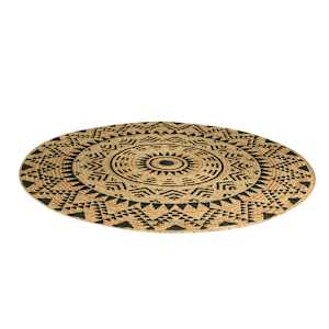 Tapis d'intérieur rond Madhya naturel et noir 5 pi 3 po VERTUO