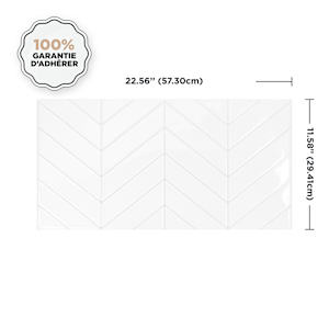 Tuiles adhésives Chevron blanc 22 9/16 po x 11 9/16 po Pqt/2 SMART TILES