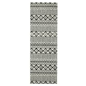 Yali Tribal Interior Rug 2 ft. x 6 ft. Ivory and Black