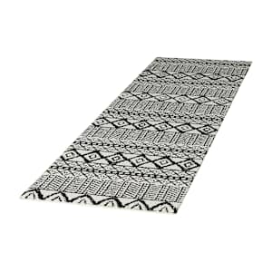 Yali Tribal Interior Rug 2 ft. x 6 ft. Ivory and Black