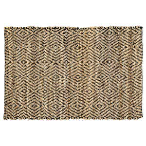 VERTUO Jute Diamond Interior Mat 2 ft. x 3 ft. Black and Natural