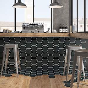 Carreaux de grès Casablanca noir 8 po x 9 po