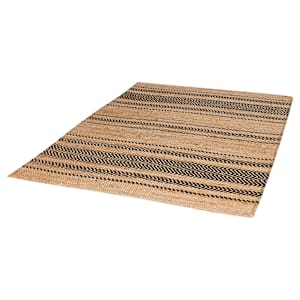 Tapis de jute naturel et noir 4 pi x 6 pi VERTUO