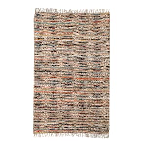 Tapis de jute naturel et multicolor 4 pi x 6 pi VERTUO