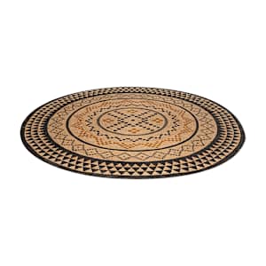 VERTUO Round Jute Rug Natural and Black 5 ft. 3 in.