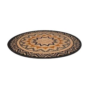VERTUO Round jute Rug Natural, Grey and Black 5 ft. 3 in.