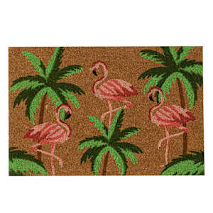 VERTUO Pink Flamingos Coco Exterior Mat 30 po x 20 po