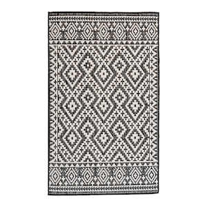Tapis d'extérieur Cabana noir et blanc 3 pi 3 po x 5 pi