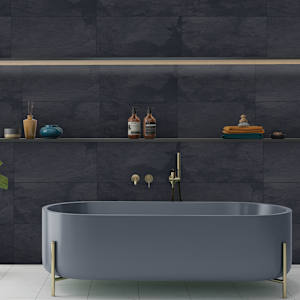 VERTUO Black Slate Porcelain Tiles 12 in x 24 in