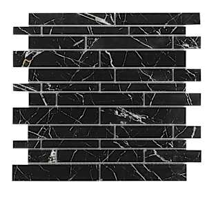 Mosaïque de verre Carrara Nero 11 5/8 po x 11 3/4 po VERTUO
