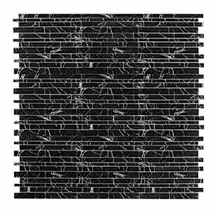 Mosaïque de verre Carrara Nero 11 5/8 po x 11 3/4 po VERTUO