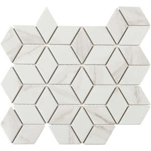 Mosaïque de céramique Cubes Carrara 10 1/2 po x 12 po VERTUO