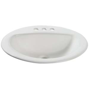 Lavabo ovale en porcelaine blanche Zita 20 po x 17 po