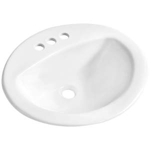 Lavabo ovale en porcelaine blanche Zita 20 po x 17 po