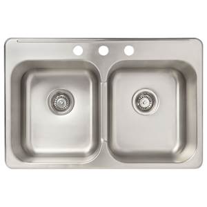 Évier de cuisine double Axel en acier inoxydable 31 1/4 po x 20 3/8 po TASSILI