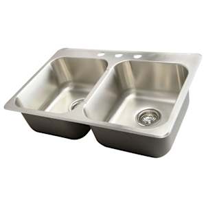 Évier de cuisine double Axel en acier inoxydable 31 1/4 po x 20 3/8 po TASSILI