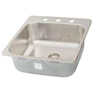 Évier de cuisine simple en acier inoxydable 20 po x 20 3/8 po