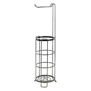 Free-Standing Toilet Paper Holder with Storage Black