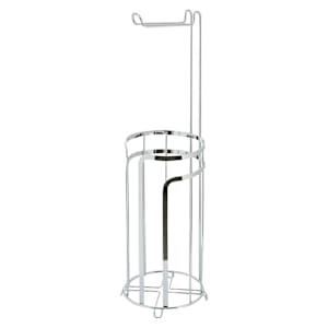Porte-papier hygiénique sur pied avec rangement chrome