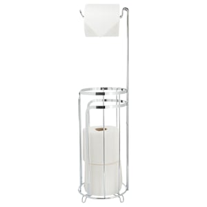 Porte-papier hygiénique sur pied avec rangement chrome