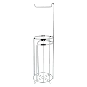Porte-papier hygiénique sur pied avec rangement chrome