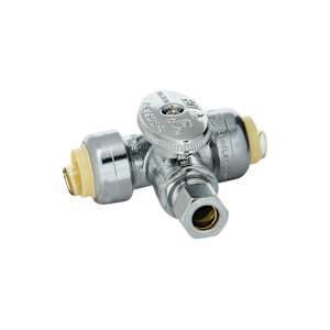 Tee Valve, 1/2 in. push x 3/8 in. comp