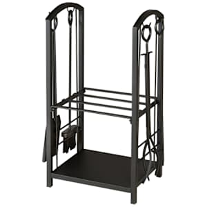 4-Piece Fireplace Tool Set and Log Rack