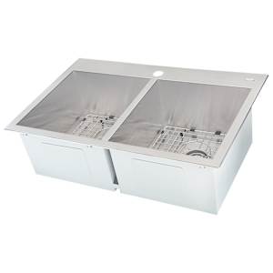 TASSILI SUPRA Xaya Double Bowl Kitchen Sink Stainless Steel 31 in. x 20 in.
