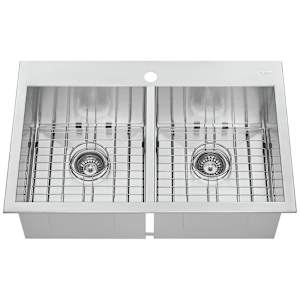 TASSILI SUPRA Xaya Double Bowl Kitchen Sink Stainless Steel 31 in. x 20 in.