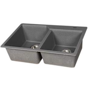 Double Bowl Kitchen Sink Stone Grey 30 11/16 in. x 9 11/16 in.